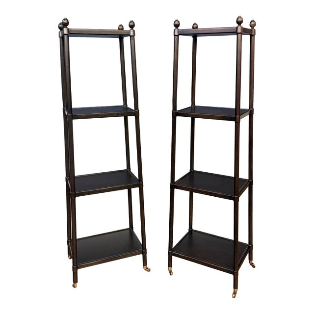 Pair of Matching Etageres From the Thomas O’Brien Collection of Century Furniture For Sale