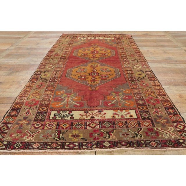 Red Vintage Turkish Oushak Rug - 04'02 X 08'10 For Sale - Image 8 of 10