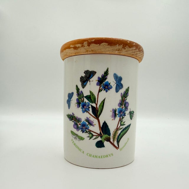 White Vintage Portmeirion Botanic Garden Ceramic Kitchen Canisters - A Pair For Sale - Image 8 of 9