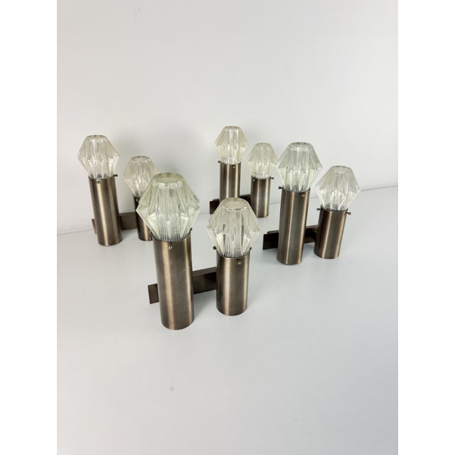 2-Light Wall Lamps, Italy, 1970s, Set of 4 For Sale - Image 4 of 12