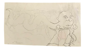 Mino Maccari, The Serpent, Pencil Drawing, Mid-20th Century