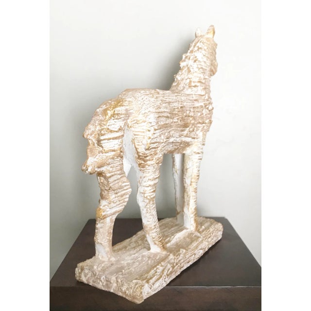 Cream With Gold Wash Standing Equestrian Horse Figure For Sale - Image 4 of 6
