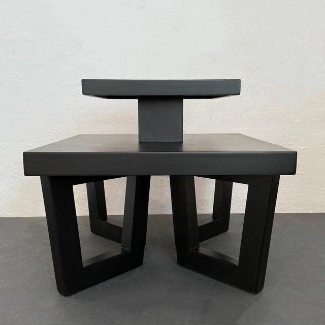 1940s Art Deco Black Lacquered Tiered Side Table in the Style of Paul Frankl For Sale - Image 10 of 12