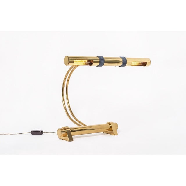 Mid-Century Modern Vintage Postmodern Tubular Brass Table Lamp by Casella Lighting 1970s For Sale - Image 3 of 11