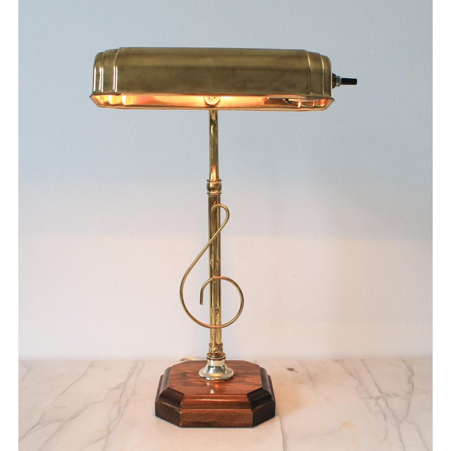 Wood Vintage Brass Adjustable Musical Note Piano Lamp For Sale - Image 7 of 18