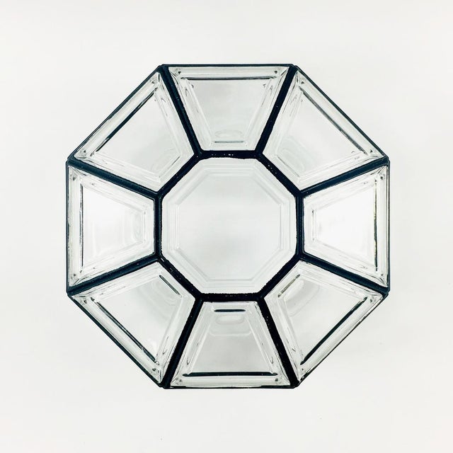Black Mid-Century Modern Glass and Brass Flush Mount from Limburg, Germany, 1960s For Sale - Image 8 of 11