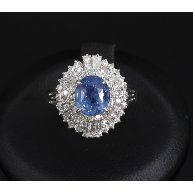 Modern Late 20th Century Rare 2.09ct Gia Ceylon No Heat Sapphire & 0.69ct Diamond Platinum Ring Size 5.25 For Sale - Image 3 of 17
