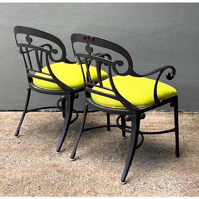 Black After Veneman Aluminum Armchairs in Ralph Lauren “Salt Marsh” - Pair For Sale - Image 8 of 18