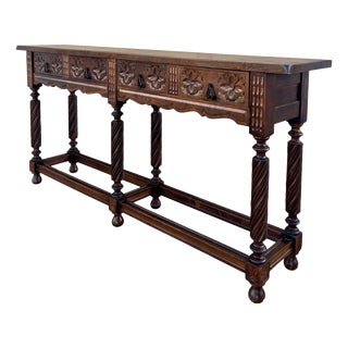 Spanish Baroque Style Hardwood Console Table, 1920s For Sale