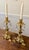 Gold Ornate Gold Candle Holders With Crystal Prisms For Sale - Image 8 of 12