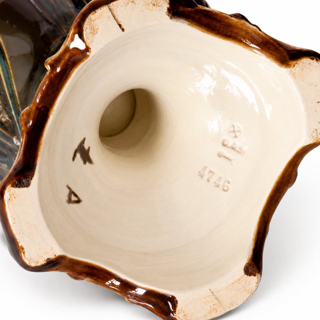 Austrian Majolica Vases with Birds by Gerbing & Stephan, 1885, Set of 2 For Sale - Image 12 of 13