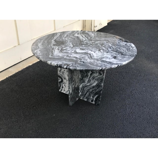 Mid-Century Modern Vintage Offset Interlocking X-Base Marble Coffee Table For Sale - Image 3 of 13