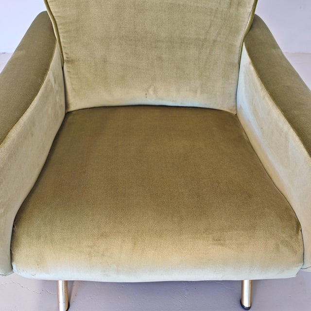 Lady Armchair in Green Velvet attributed to Marco Zanuso for Arflex, 1950s For Sale - Image 11 of 18