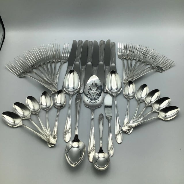 Oneida Tudor Silver Plate Flatware - 40 Pieces For Sale - Image 13 of 13