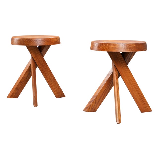 Set of Elm S13A Stools attributed to Pierre Chapo, France, 1970s For Sale
