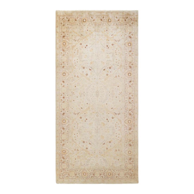 Eclectic Collection Hand-Knotted Area Rug - Ivory 6' 1" x 12' 5" For Sale