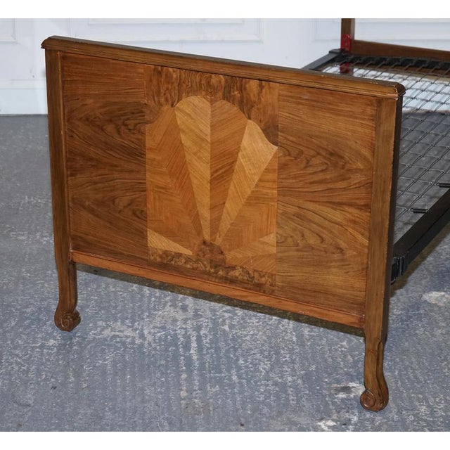 Wood Art Deco Burr Walnut Single Bed For Sale - Image 7 of 17