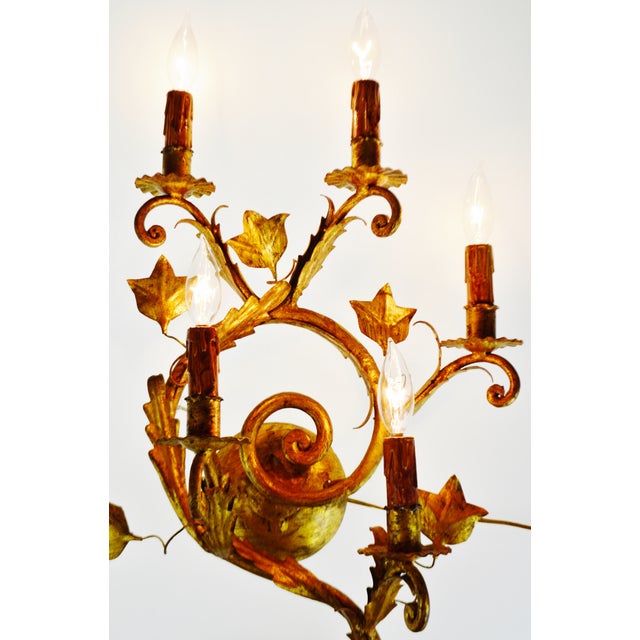 Vintage Large 5 Arm Spanish Rococo Style Gilt Tole Candelabra Wall ...