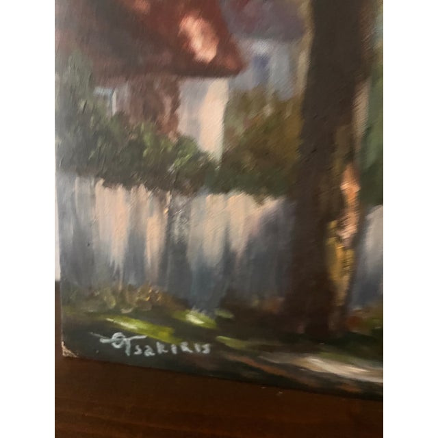 American Original Signed Landscape Oil Painting Autumn Village Trees Country Scene For Sale - Image 3 of 8