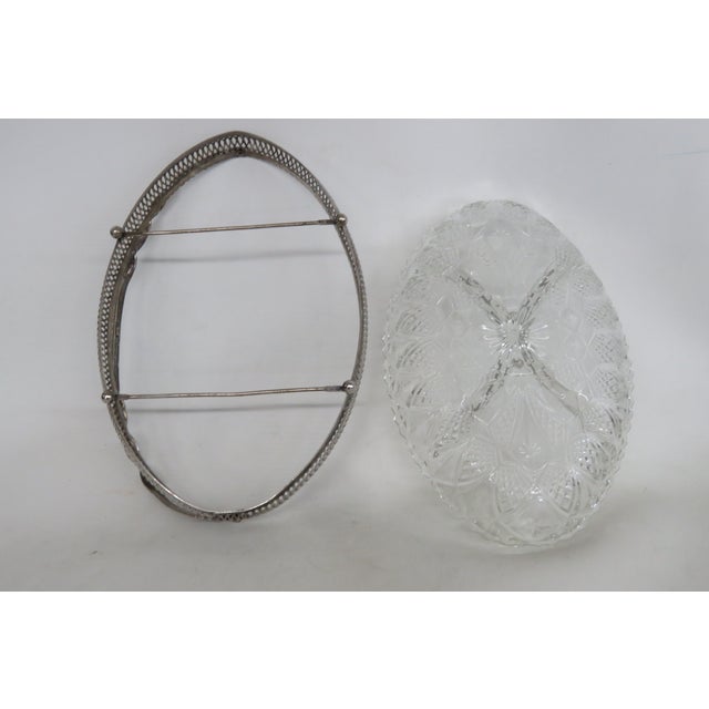 Mid 20th Century Mid 20th Century Mayell Queen Anne Divided Glass Dish on Footed Silver Plated Handled Stand For Sale - Image 5 of 15