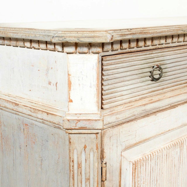Handcrafted Gustavian Style Painted Buffet With Reeded Front For Sale - Image 11 of 17