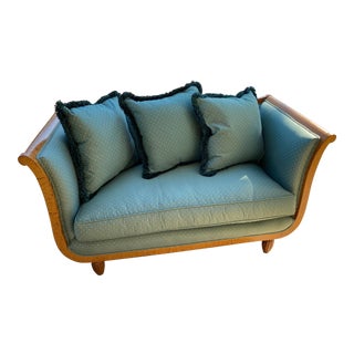1920s Burl Loveseat Sofa For Sale