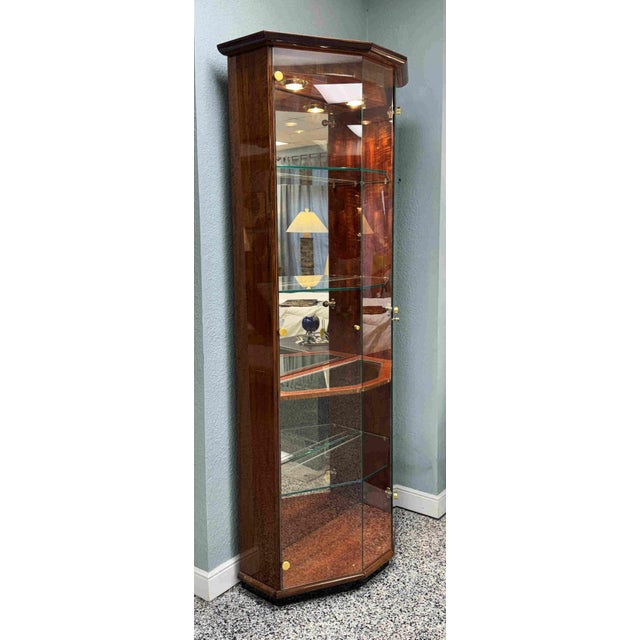 Henredon Lacquered Mahogany Bunching Curio Display Cabinets, a Pair For Sale - Image 14 of 18