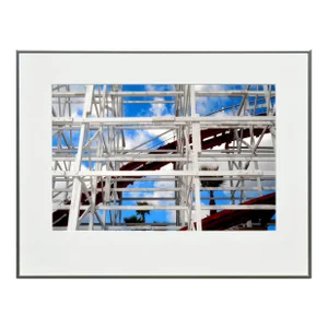 "Roller Coaster With Palms 2" - Santa Cruz Beach Boardwalk Color Photograph by Deborah Eddy