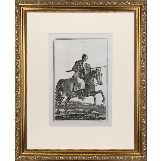Pair of 19th Century engravings of mounted English Knights on horseback in suits of armour. Copper Plate engraving...