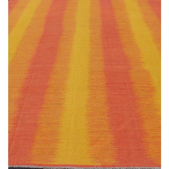 2020s 2020s Sunset Striped Afghan Kilim Rug in Yellow, Orange, Coral For Sale - Image 5 of 12