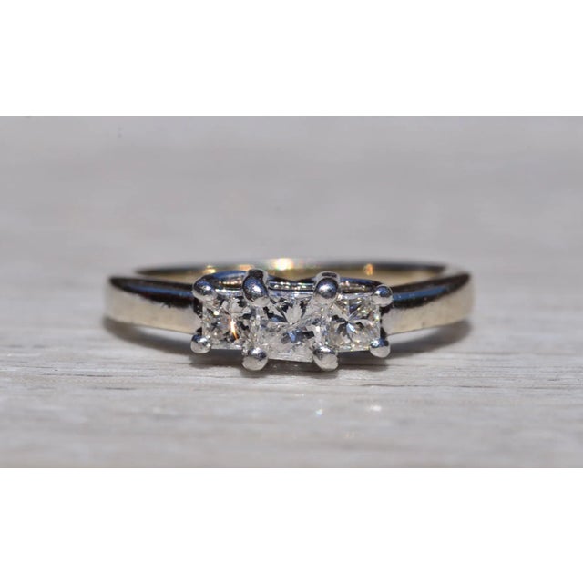 Silver The Magic: Signed Engagement Ring or Promise Ring with Natural Princess Cut Diamonds For Sale - Image 8 of 10