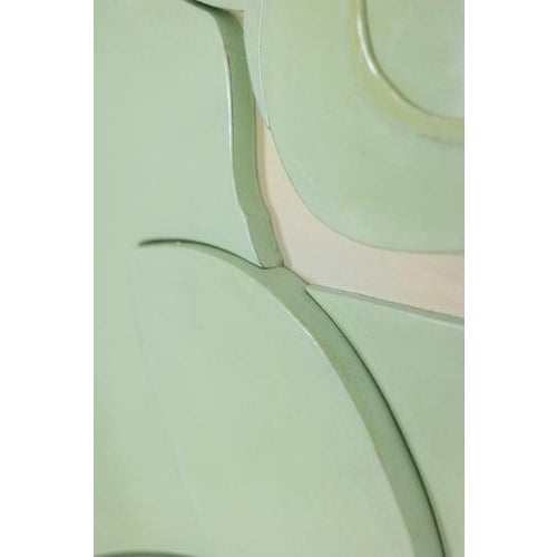 Sculpted Panel in Celadon-Colored Lacquer For Sale - Image 6 of 7