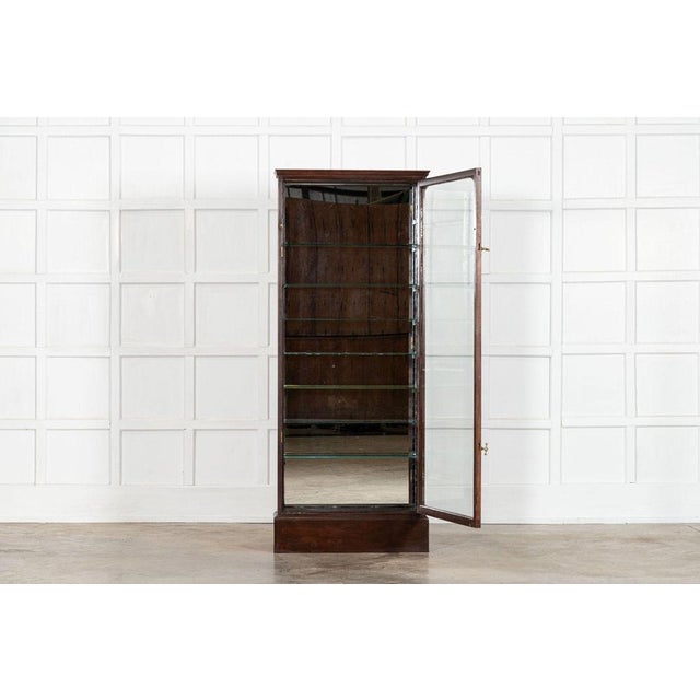 Circa 1880 English 19thC Mahogany Glazed Chemist Cabinet W74.5 x D25.5 x H183.5 cm Internal shelf depth 15 cm Weight 60Kg