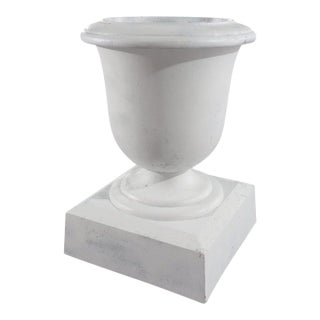 Antique Neoclassical Painted Cast Iron Garden Urn C1890 For Sale