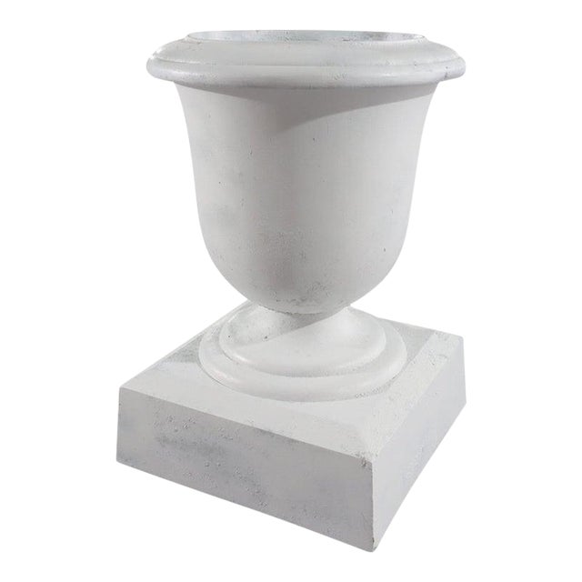 Antique Neoclassical Painted Cast Iron Garden Urn C1890 For Sale