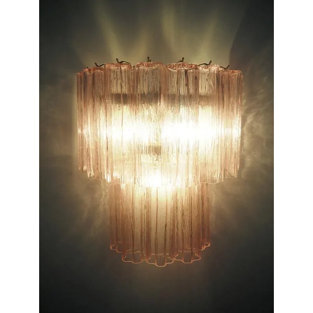 Pink Murano Glass Tube Wall Sconces with Pink Glass Tubes, Set of 2 For Sale - Image 8 of 13