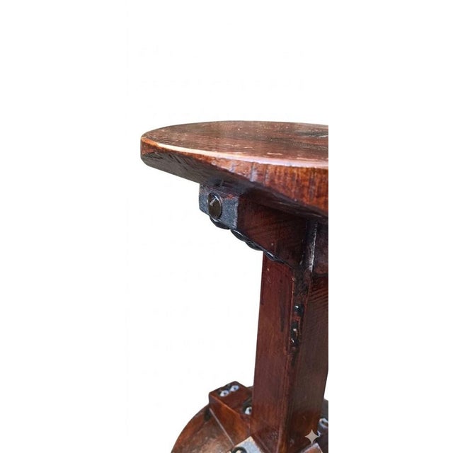 Studded Wooden Stools, 1970s, Set of 6 For Sale - Image 6 of 9