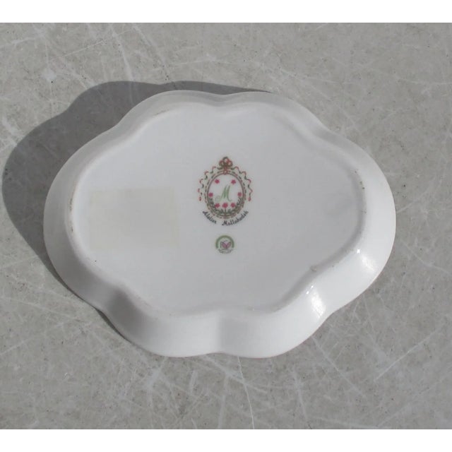 Mottahedeh Floral soap tray circa 90s' porcelain, a retro Japanese Buddhist motif. Double Varjra bottom in the rose lotus,...