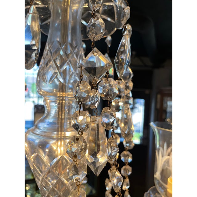 1930s Hollywood Colonial Style Clear Crystal Five Light Chandelier For Sale - Image 9 of 13
