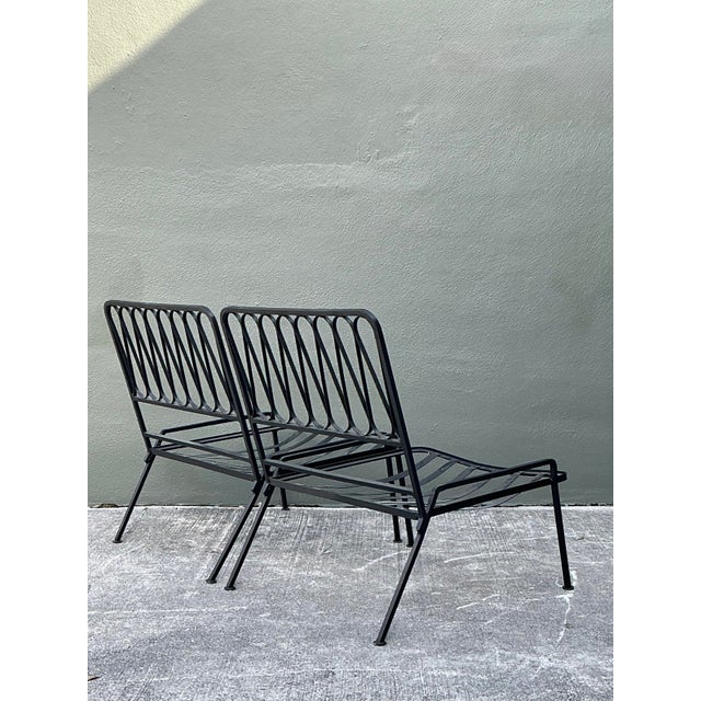 Vintage MCM Salterini Ribbon Wrought Iron Lounge Chairs, Attributed - A Pair For Sale In West Palm - Image 6 of 12