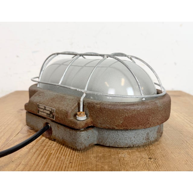 Gray Industrial Grey Cast Iron Wall Light from Elektrosvit, 1960s For Sale - Image 8 of 15