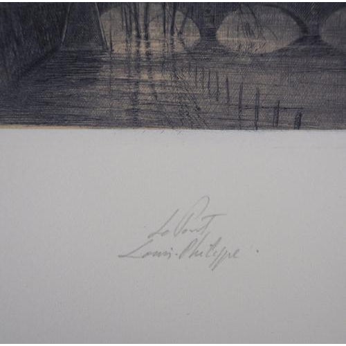 Jean Michel Mathieux-Marie, Pont Louis-Philippe, Paris, Etching For Sale - Image 6 of 8