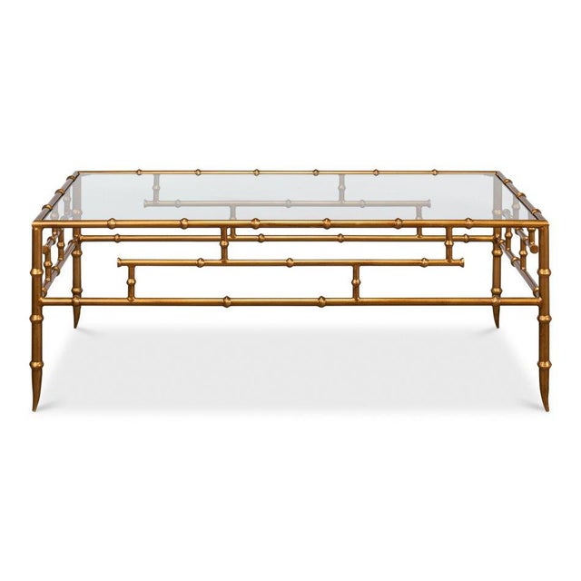 Faux Bamboo Metal Coffee Table by Sarreid LTD For Sale In Washington DC - Image 6 of 11