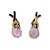 A pair of late 20th-century 14k yellow gold earrings featuring pear-cut amethyst stones. The gemstones are topped with a...