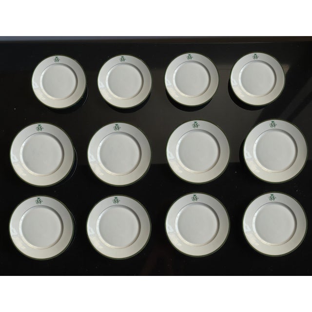 SS Monogramed Desert and Flat Plates with Gold Trim by Bareuther Bavaria, Germany,1930s, Set of 12 For Sale - Image 4 of 10