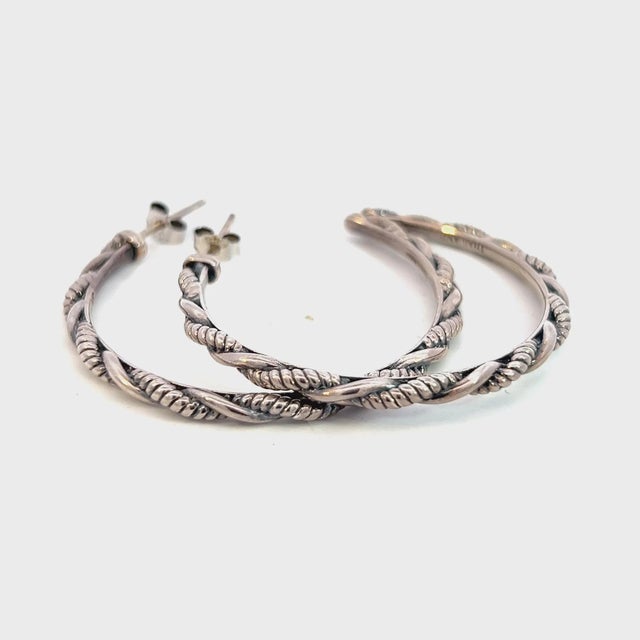 1990s John Hardy Estate "Jai" Hoop Earrings Silver, 2 Pieces For Sale - Image 4 of 11