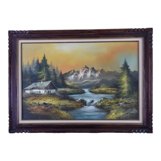 1990s Alpine Glow, Oil on Canvas For Sale