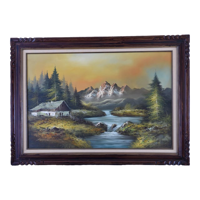 1990s Alpine Glow, Oil on Canvas For Sale