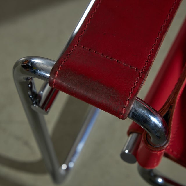Red Leather Wassily Chair by Marcel Breuer for Knoll, 1920s For Sale - Image 13 of 15