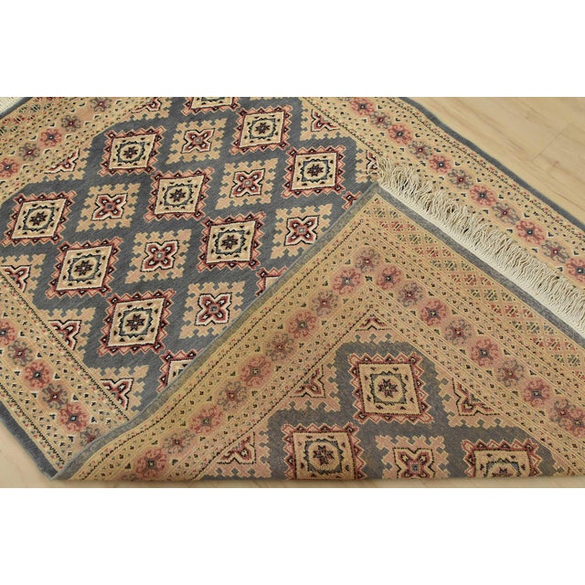 Bokhara Jaldar Rug 4’2” X 6’3” Gray Wool Tribal Hand-Knotted Oriental Carpet For Sale - Image 11 of 12